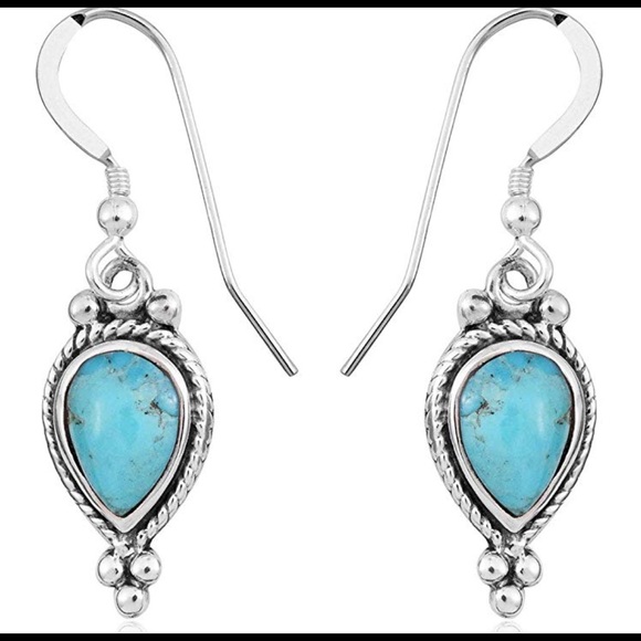 925 Sterling Silver /Turquoise / Earrings - Picture 1 of 5
